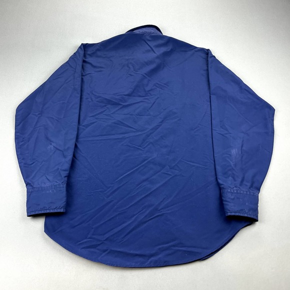 Vintage Levis Ski Button Up Shirt Mens Medium Navy Blue Pearl Snap Made USA 80s - Picture 5 of 12